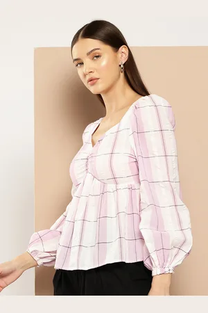 Chemistry Checked Pure Cotton Empire Top