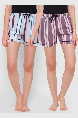 FashionRack Pack Of 2 Pink & Blue Printed Lounge Shorts
