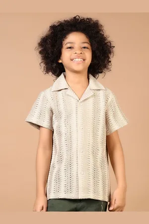 V-Mart Boys Cuban Collar Textured Cotton Casual Shirt