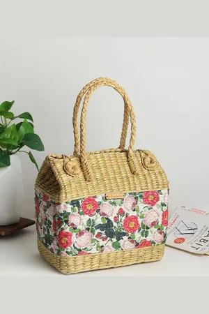 HABERE INDIA Floral Printed Basket Tote Bag
