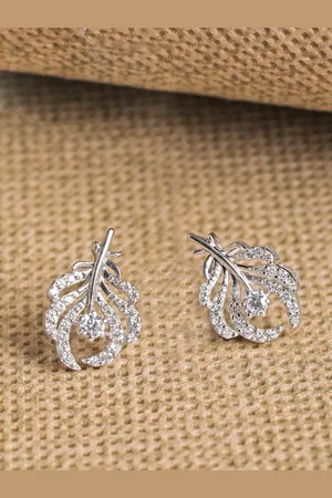 CLARA Silver-Toned Contemporary Studs Earrings