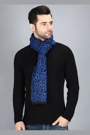 Alvaro Castagnino Men Blue & Black Animal Printed Mufflers