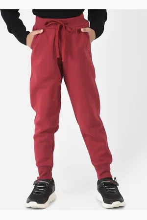 Crimsoune Club Girls Red Relaxed Joggers Trousers
