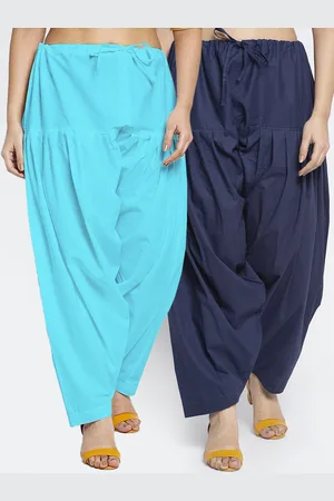GRACIT Women Pack Of 2 Blue and Navy Blue Solid Loose-Fit Cotton Salwar