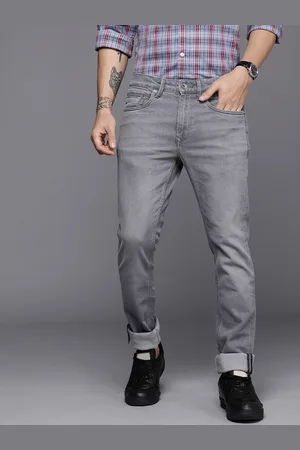 Louis Philippe Men Grey Low-Rise Light Fade Stretchable Slim Fit Casual Jeans