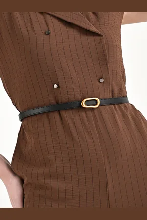 Kazo Women Irregular Slim Buckle Thin Belt