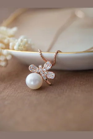MANNASH Sterling Silver Rose Gold-Plated Necklace