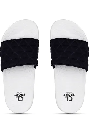 Carlton London Women Navy Blue & White Self Design Sliders