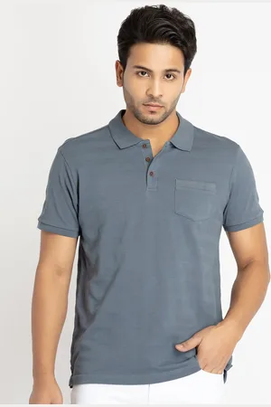 Status Quo Men Striped Polo Collar T-shirt