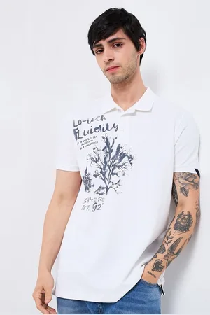 SPYKAR Men Typography Printed Polo Collar Cotton Slim Fit T-shirt