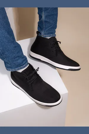 Styli Men Mid Top Faux Leather Casual Lace Up Boots