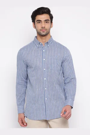 Fabindia Men Blue Striped Casual Shirt