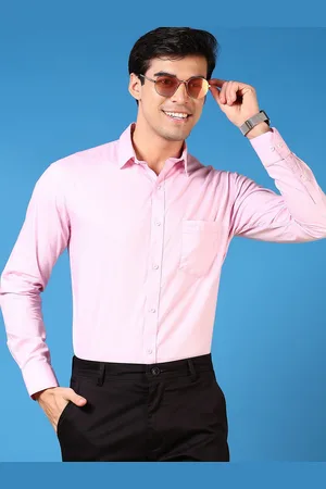 V-Mart Men Slim Fit Spread Collar Solid Cotton Formal Shirt