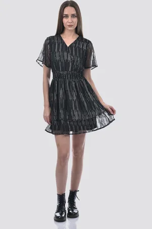 ONLY Embellished Flutter Sleeve V-Neck A-Line Dress