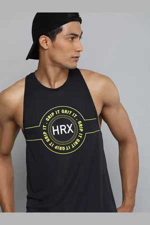 HRX Training Men Black Rapid-Dry Typography Printed T-shirt