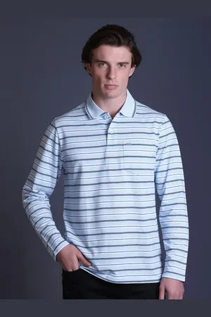 GODFREY Men Striped Polo Collar Cotton T-shirt