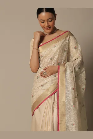 KALKI Fashion Floral Woven Design Zari Chanderi Saree