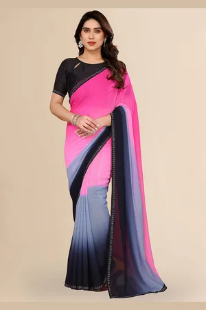 Moda Rapido Women Ombre Lace Border Half and Half Saree
