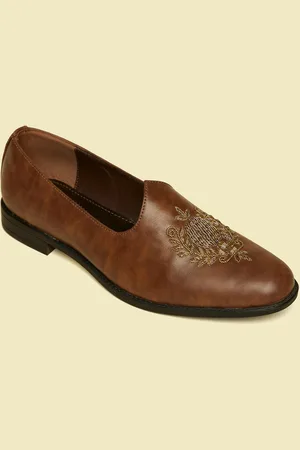 Manyavar Men Self Embroidered Loafers Style Shoes Mojaris