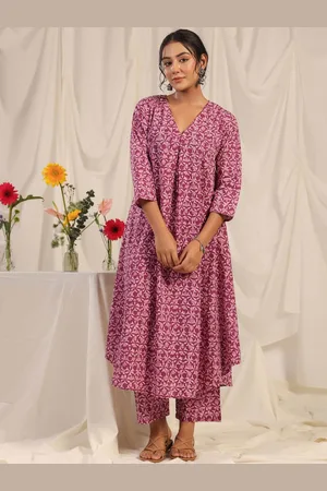 anayna Women Printed Empire Pure Cotton Kurta with Trousers