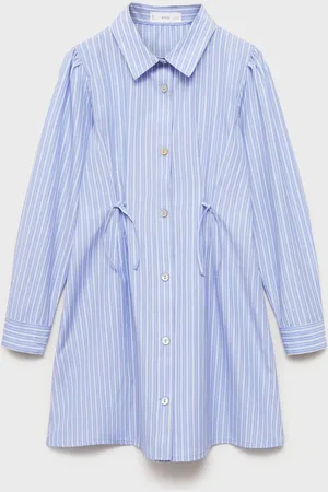 MANGO Girls Striped Twin Side Bow Shirt Dress
