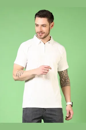V-Mart Men Self Design Polo Collar Cotton T-shirt
