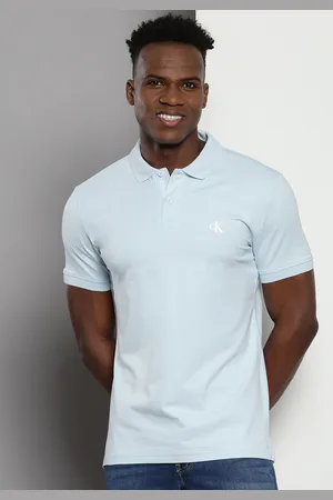 Calvin Klein Brand Logo Applique Polo Collar Short Sleeves Cotton Slim Fit T-shirt