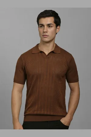 Louis Philippe Men Polo Collar Textured Cotton T-shirt