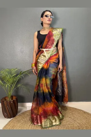 Kalini Tie and Dye Zari Organza Banarasi Saree