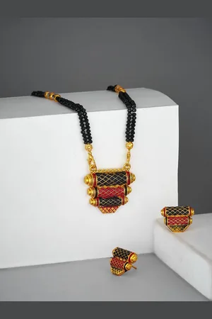 ATIBELLE Gold-Plated Beaded Mangalsutra With Earrings