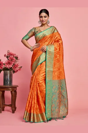 Mimosa Floral Woven Design Zari Art Silk Kanjeevaram Saree