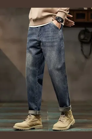 HERE&NOW Men Slash Knee Light Fade Jeans