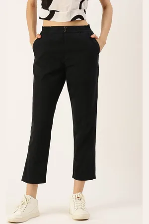 De Moza Women Mid Rise Cotton Trousers