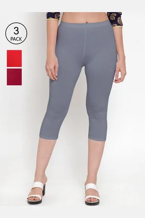 GRACIT Women Pack Of 2 Red & Grey Capris