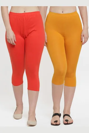 GRACIT Women Set Of 2 Orange & Mustard Capris