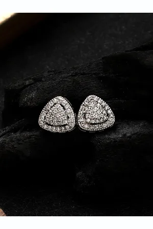 Cardinal Silver-Toned American Diamond Heart Shaped Studs Earrings