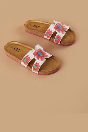 Lifestyle Girls Printed Pink & Brown Open Toe Flats
