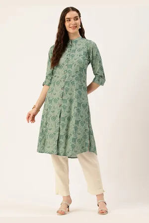 Amukti Floral Printed Mandarin Collar Kurta
