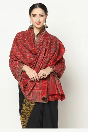 La Vastraa Women Maroon Woven Design Shawl