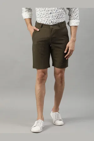 HARSAM Men Olive Green Solid Regular Fit Regular Shorts