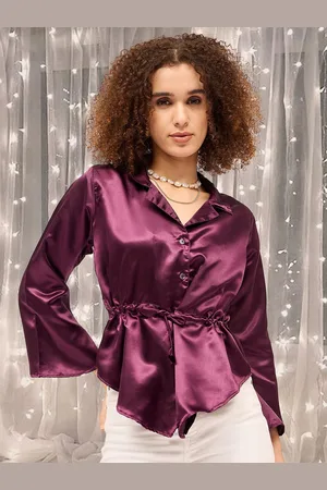 DressBerry Women Satin Cinched Waist Top