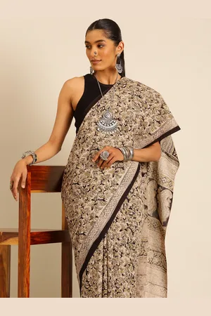 Taavi Kalamkari Pure Cotton Handloom Hand Block Print Saree