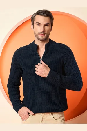 Club York Men Mock Collar Ribbed Pullover