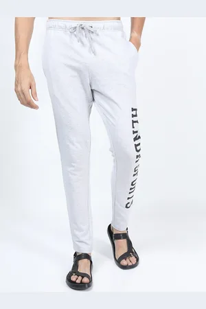 Highlander Men White & Black Typogrophy Printed Slim Fit Track Pants
