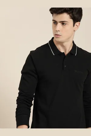 Invictus Men Black Solid Polo Collar Fresh-On T-shirt