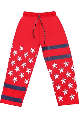 Sweet Angel Kids Red Straight Fit Printed Track Pants