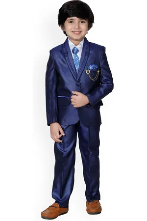 DKGF FASHION Boys Blue Regular Fit 4pc Suit