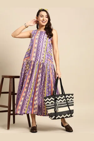 Sangria Ethnic Printed Drop-Waist Maxi Dress
