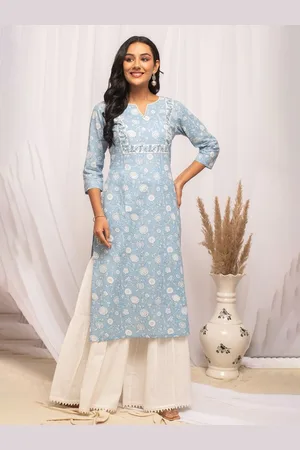 FIORRA Floral Printed Pure Cotton Straight Kurta