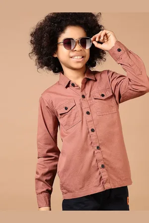 V-Mart Boys Spread Collar Solid Cotton Casual Shirt